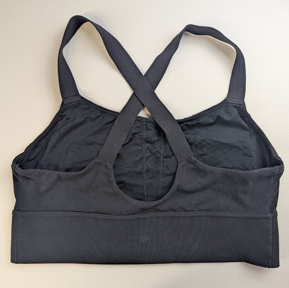 Athleta Sports Bra Cross Back Black Sporty Athletic Gym Exercise Minimal Large - Picture 2 of 5